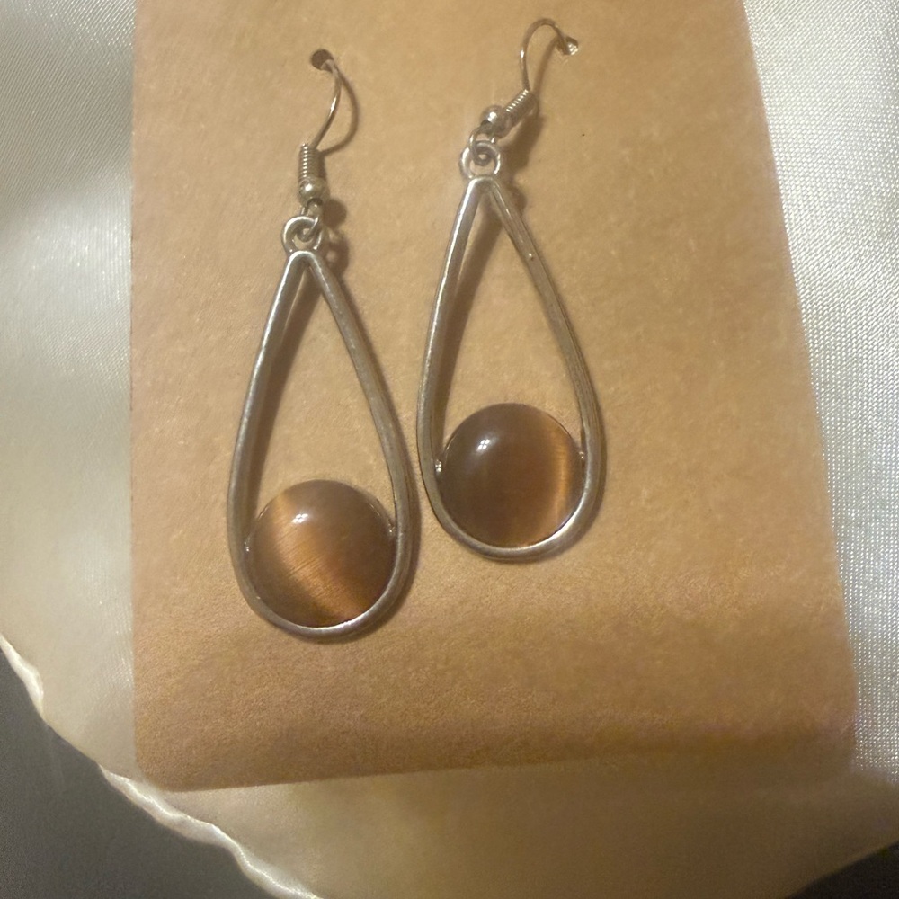 Tigers Eye Teardrop Earrings